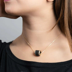 CHARM STERLING BLACK STONE PENDANT