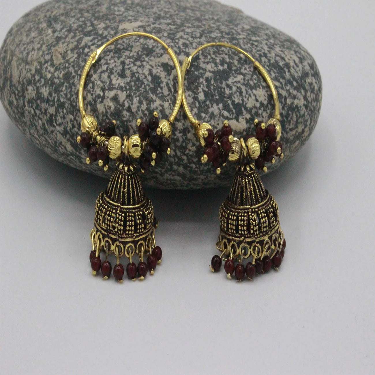 Jaipur Jhumka with red Pearls