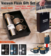 Stainless Steel Vacuum Flask Set – 500ml With 3 Cups (Gift Box )