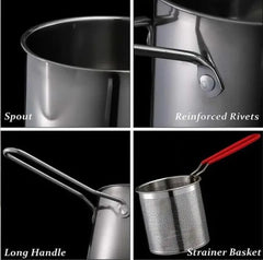 Stainless Steel Deep Fryer Pot with Strainer β 12L Capacity for Home & Kitchen