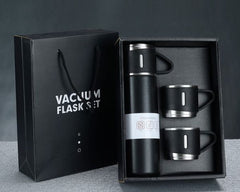 Stainless Steel Vacuum Flask Set – 500ml With 3 Cups (Gift Box )