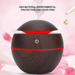 Smog Air Purifier, House Air Humidifier, Small Scented Air Freshener Round Ball Shape Usb Rechargeable Aroma Diffuser Humidifier(Deep Wood Grain)