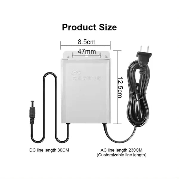 12V DC Mini UPS Backup for Security Camera Systems (5 Hour Battery Backup 🔥 Fireproof 💦 Waterproof 🚨Led Display)