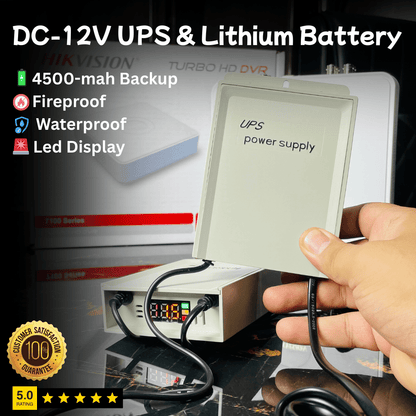 12V DC Mini UPS Backup for Security Camera Systems (5 Hour Battery Backup 🔥 Fireproof 💦 Waterproof 🚨Led Display)