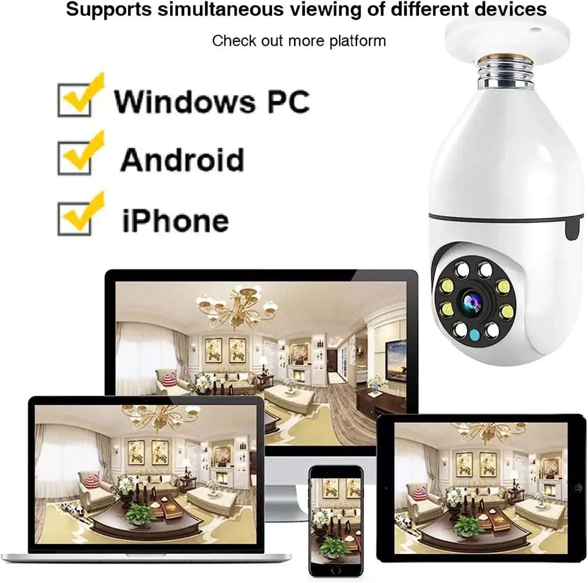 360 Rotating Wireless Panoramic Night Vision Security Camera