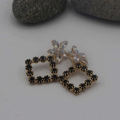 BLACK CRYSTAL DROP EARRINGS