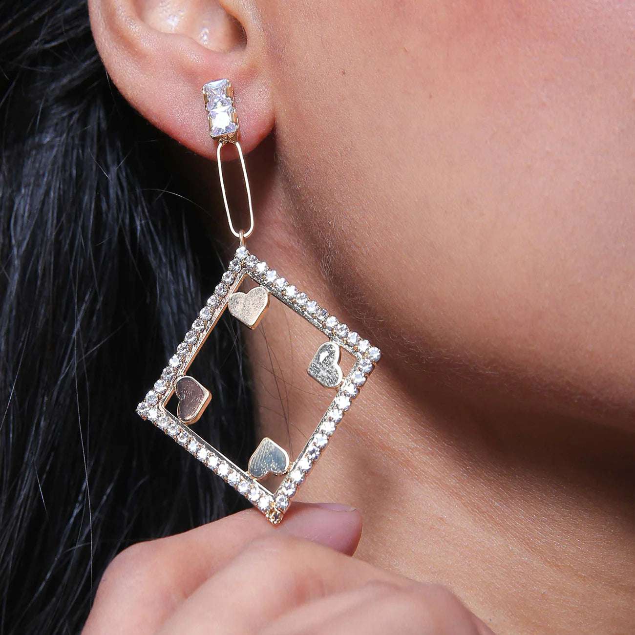 HEART SILVER DROP EARRING