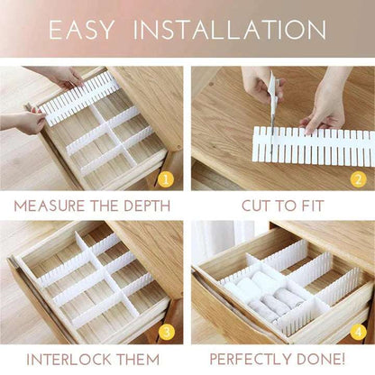 Adjustable Drawer Separator & Plastic DIY Divider Clapboard Organizer