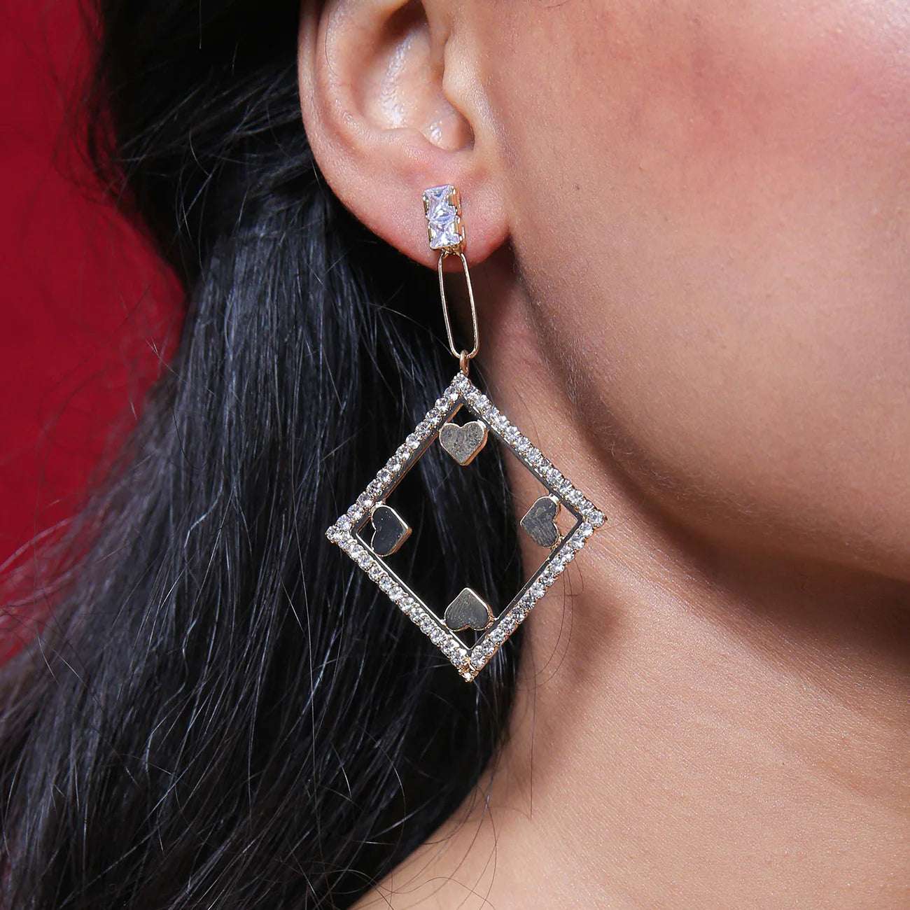 HEART SILVER DROP EARRING