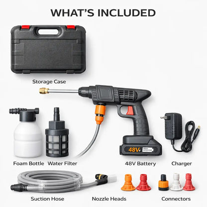 Rechargeable wireless car washer with a 48V battery