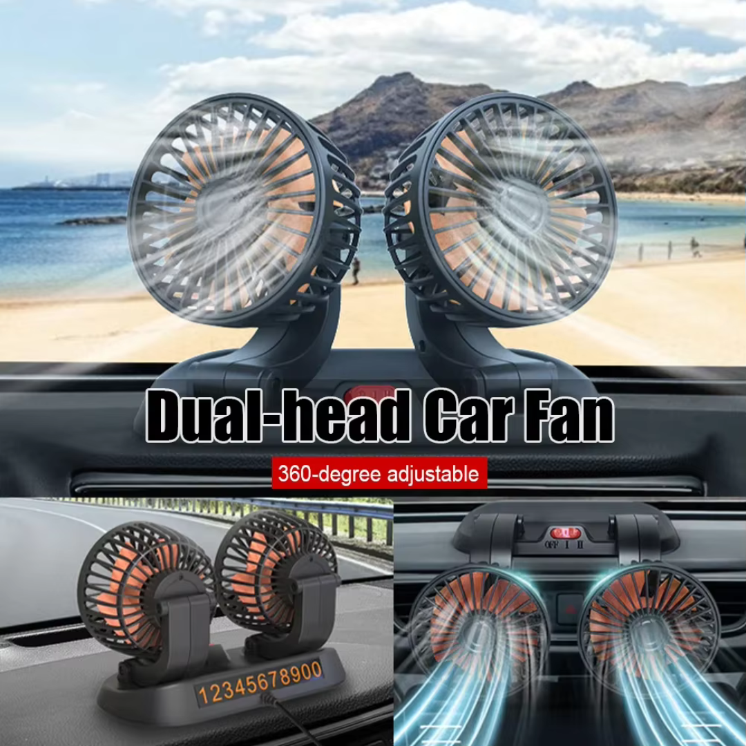 LONG NECK FOLDABLE DOUBLE HEADED FAN - 360 ROTATION