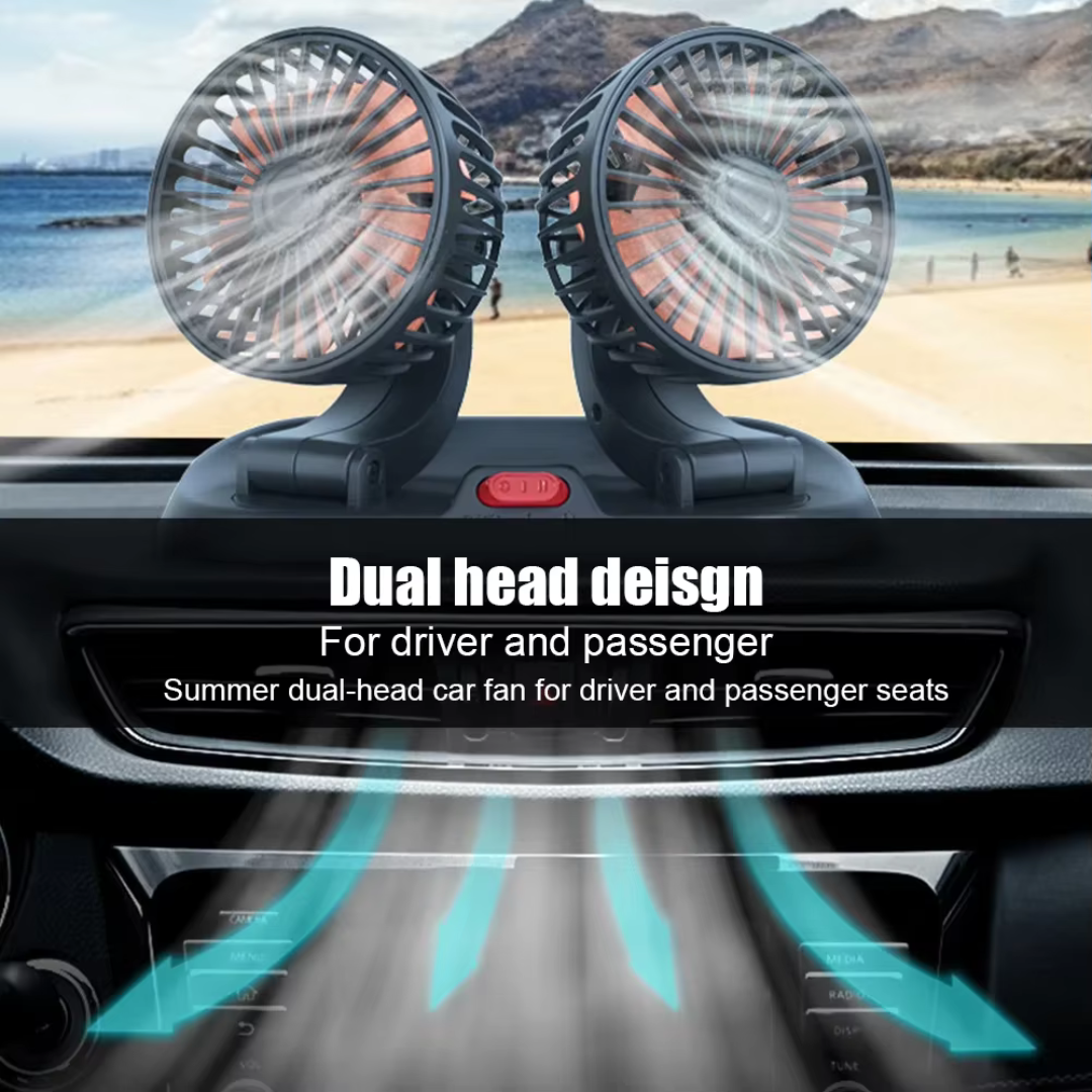 LONG NECK FOLDABLE DOUBLE HEADED FAN - 360 ROTATION