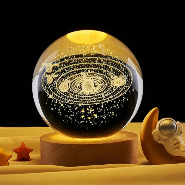 🌌✨ 3D Galaxy Crystal Ball Night Light – A Universe on Your Desk! 🌠
