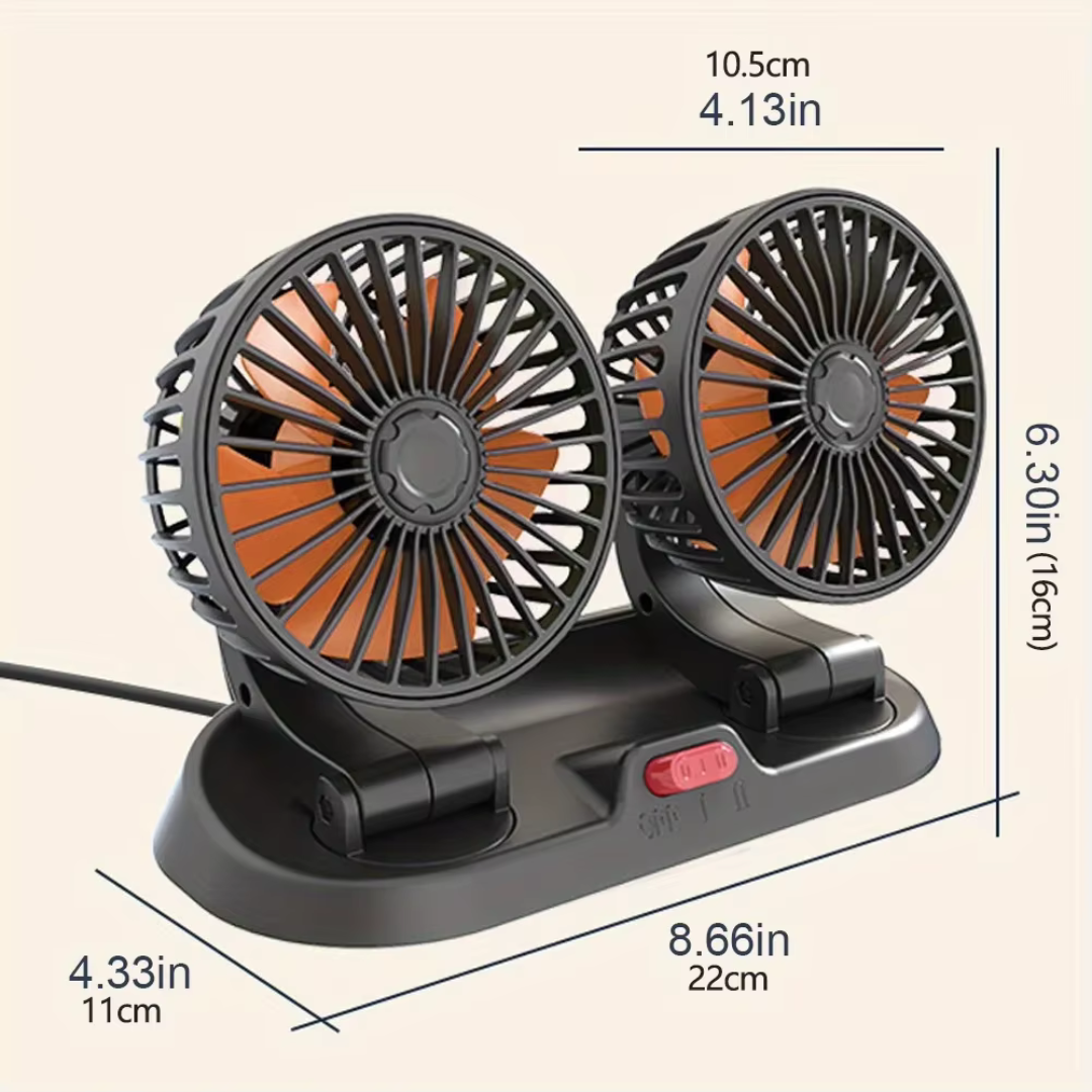 LONG NECK FOLDABLE DOUBLE HEADED FAN - 360 ROTATION
