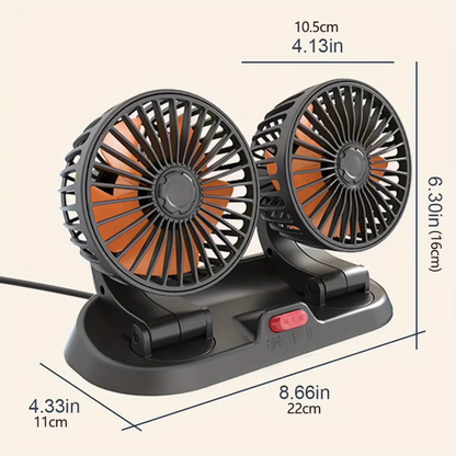 LONG NECK FOLDABLE DOUBLE HEADED FAN - 360 ROTATION