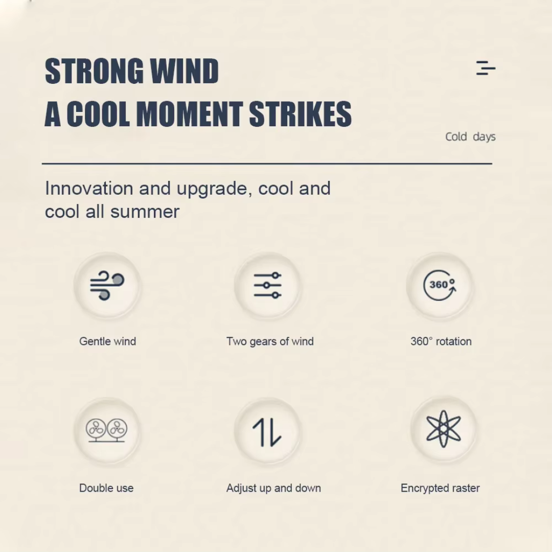 LONG NECK FOLDABLE DOUBLE HEADED FAN - 360 ROTATION