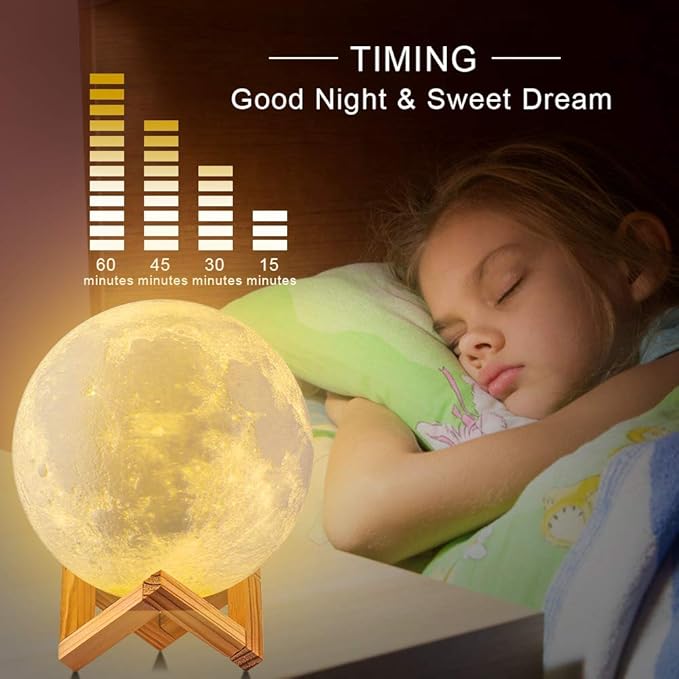 Moon Lamp 16 Colors - 3D Printed Night Light with Timer & Remote