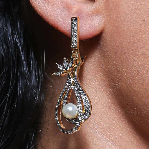 CROWN PEARL DROP EARRINGS