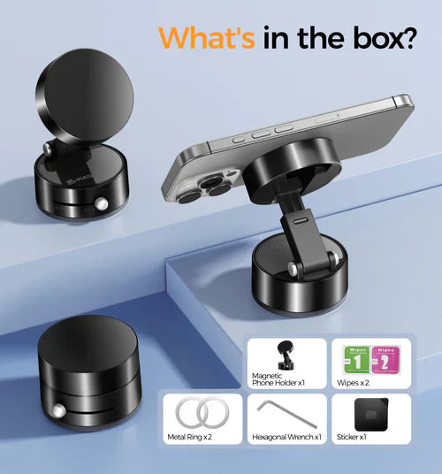 Double-sided Vacuum Magnetic Phone Holder Car/ Kitchen/ Mirror/ Adjustable Foldable