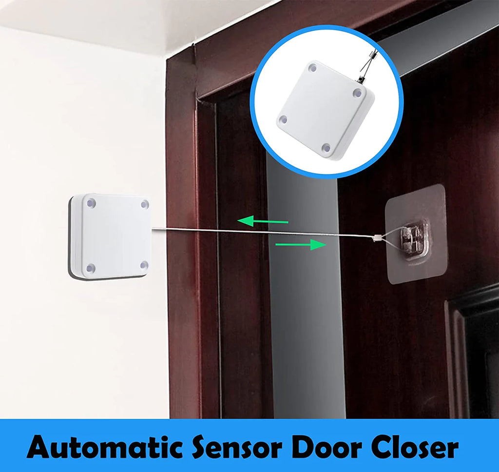 Portable Automatic Stainless Steel Door Closer Multifunctional Punch-Free Sensor Door Closer with Drawstring