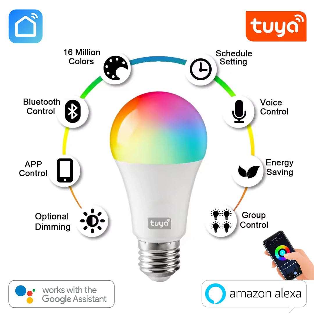 Smart RGB WiFi Bulb – 16M Colors, Voice Control, & Dimmable