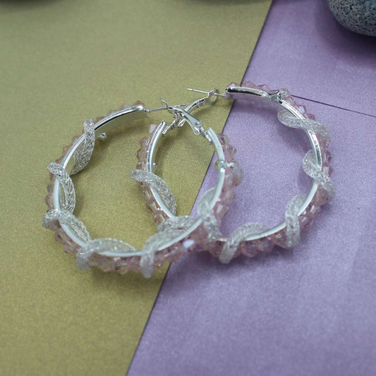 OUTLINED STONE HOOP EARRING