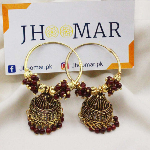 Jaipur Jhumka with red Pearls