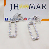Rectangle Crystal Earings Silver