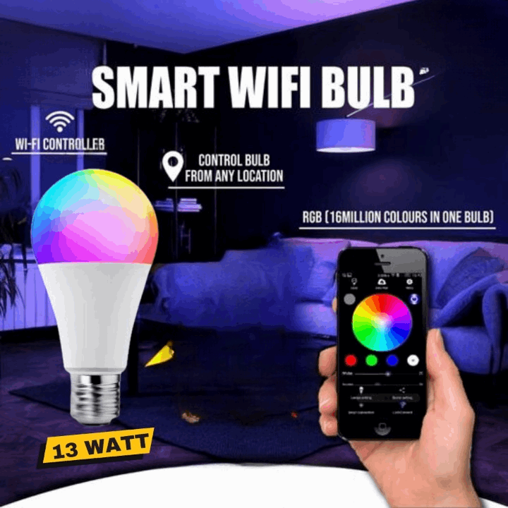 Smart RGB WiFi Bulb – 16M Colors, Voice Control, & Dimmable