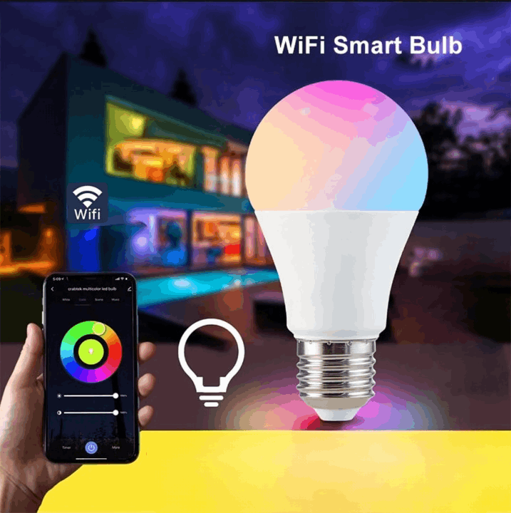 Smart RGB WiFi Bulb – 16M Colors, Voice Control, & Dimmable