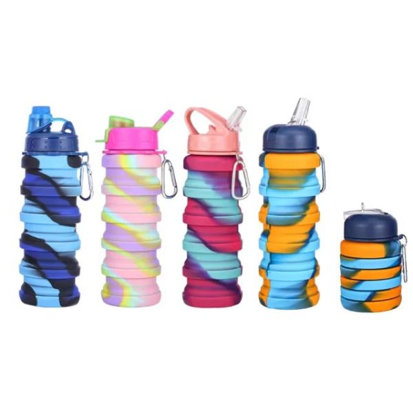 Expandable Silicone Sipper Water Bottle For Sports, Trekking, Cycling, Gym, School Water Bottle With Snap Hook 500 Ml (random Color)