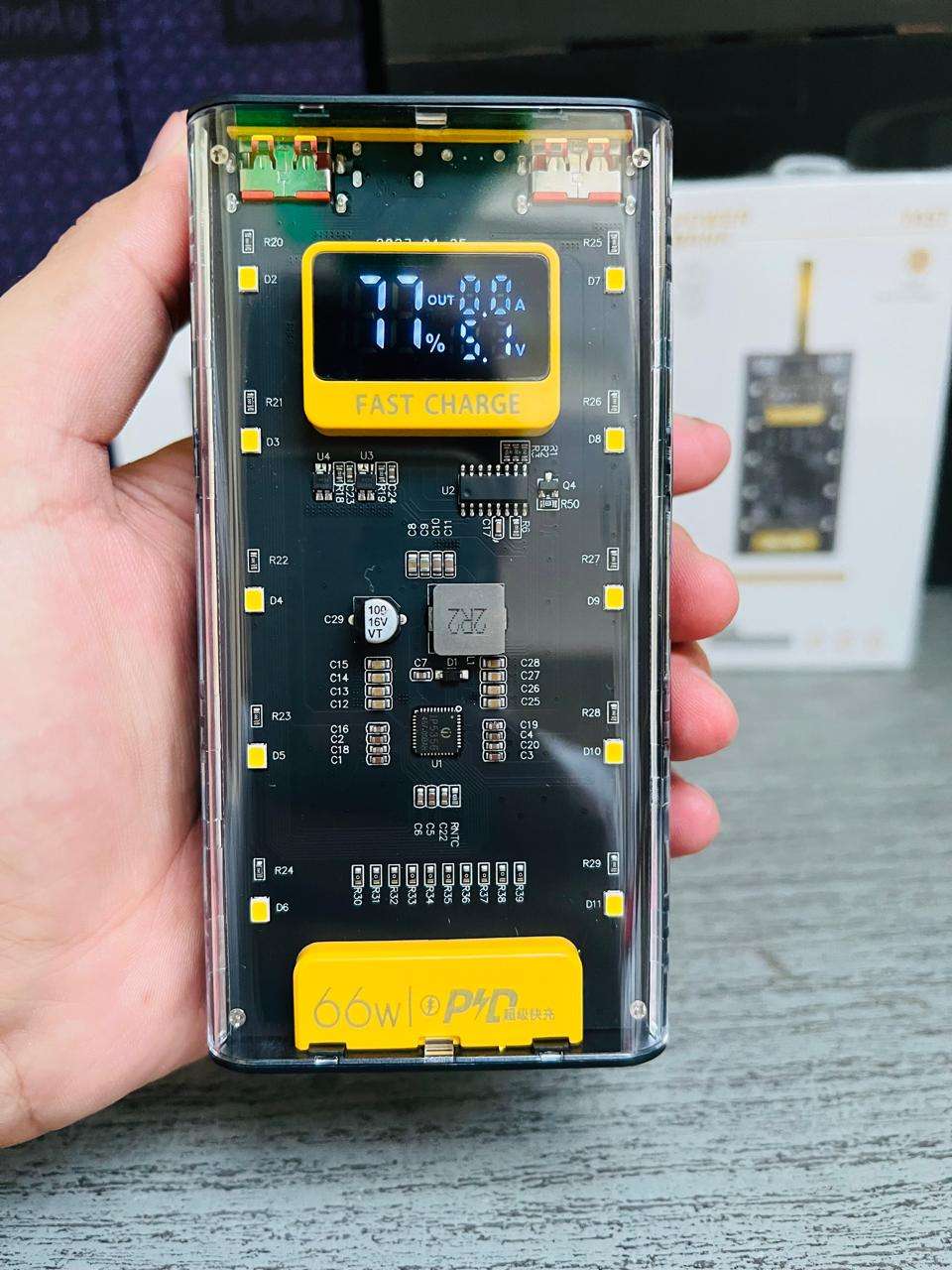 66W Transparent Power Bank, 20,000mAh PD and 10000 mAh Fast Charging with Digital Display