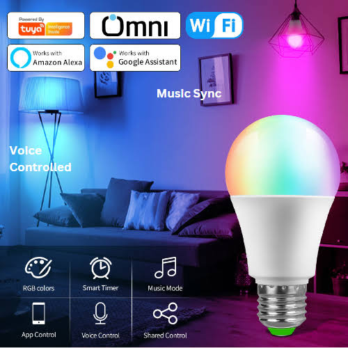 Smart RGB WiFi Bulb – 16M Colors, Voice Control, & Dimmable