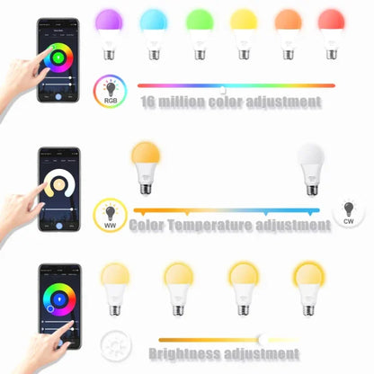 Smart RGB WiFi Bulb – 16M Colors, Voice Control, & Dimmable