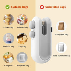 USB Rechargeable 2-in-1 Mini Bag Sealer & Cutter