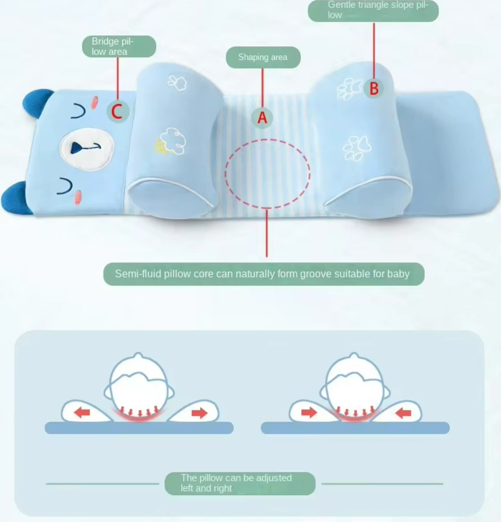 Baby Pillow Adjustable Portable Anti Scar Pillow