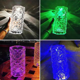 LED Crystal Table Lamp Rose Light Projector, 16 Colors Touch RGB Adjustable Diamond Atmosphere Light USB Touch Night Light