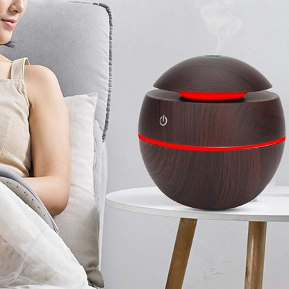 Smog  Air Purifier, House Air Humidifier, Small Scented Air Freshener Round Ball Shape Usb Rechargeable Aroma Diffuser Humidifier(Deep Wood Grain)