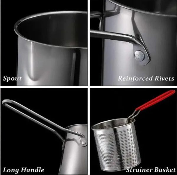 Stainless Steel Deep Fryer Pot with Strainer – 12L Capacity for Home & Kitchen