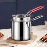 Stainless Steel Deep Fryer Pot with Strainer – 12L Capacity for Home & Kitchen