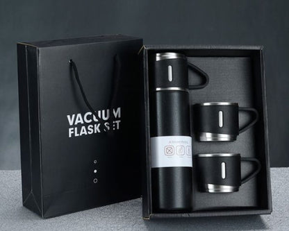 Stainless Steel Vacuum Flask Set – 500ml With 3 Cups (Gift Box )