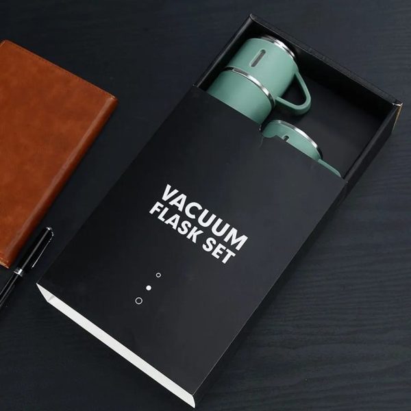 Stainless Steel Vacuum Flask Set – 500ml With 3 Cups (Gift Box )