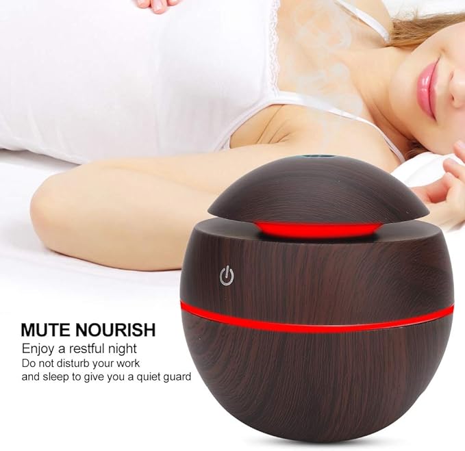 Smog  Air Purifier, House Air Humidifier, Small Scented Air Freshener Round Ball Shape Usb Rechargeable Aroma Diffuser Humidifier(Deep Wood Grain)