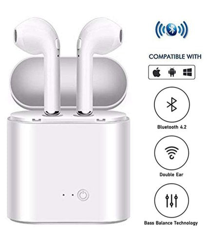 Earpods TWS i7s twin Bluetooth Wireless earphone Headset With Charging box stereo For Android & all Phones Wireless Earbuds with Noise Cancelling Microphone