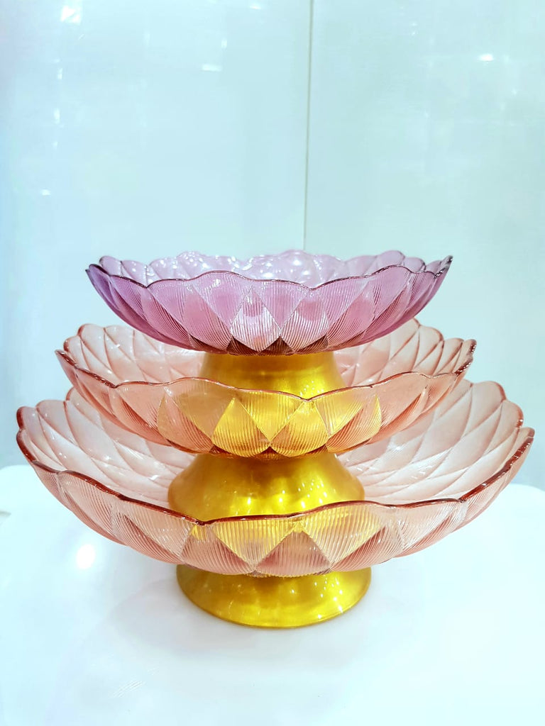 Crystal Plastic Glass Fruit Bowl 3 Pieces