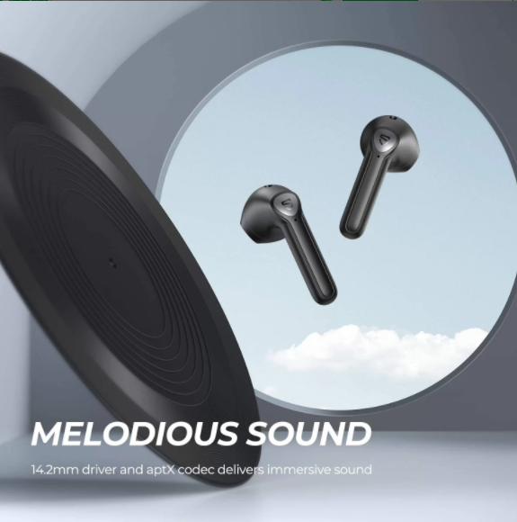 SoundPEATS TrueAir 2 (Black) Wireless Bluetooth V5.2 Headphones with Qualcomm QCC3040 Wireless Earphones, Mirroring, 4-Mic Tech and cVc 8.0 Noise Cancellation, aptX Codec, Total 25 Hours