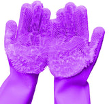 Cleaning Sponge Gloves, Dishwashing Gloves, Silicone Reusable Cleaning Brush Heat Resistant Scrubber