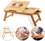 Multipurpose Wooden Laptop Table, Foldable Study Table, Portable Laptop Table with Drawer